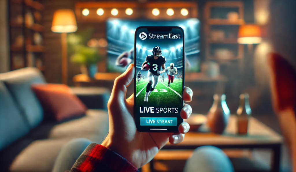 Fan watching live sports on mobile device with Streameast platform